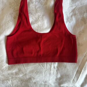 Red Ribbed Women's Bralette